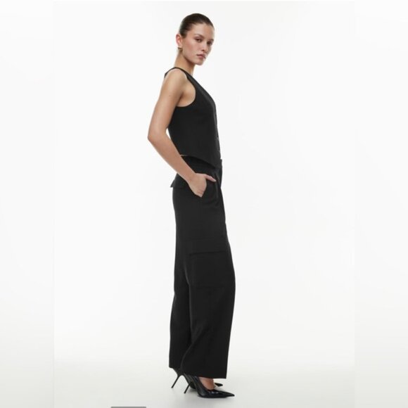 NWT Aritzia Babaton Spotlight Cargo Pant in Black City Wool Size 6 - Picture 4 of 13